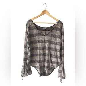 We The Free Charcoal Striped Long Sleeve Top